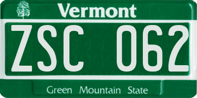VT license plate ZSC062