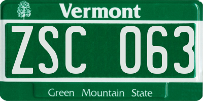 VT license plate ZSC063