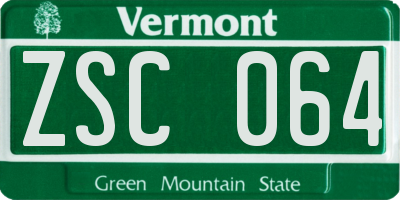 VT license plate ZSC064
