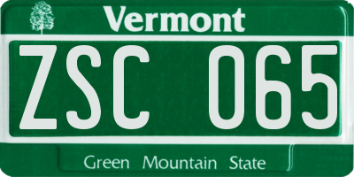 VT license plate ZSC065