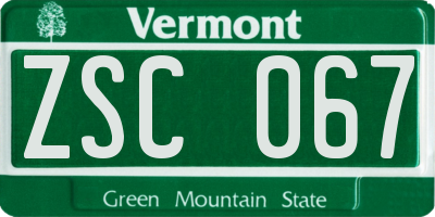 VT license plate ZSC067