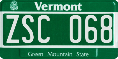 VT license plate ZSC068