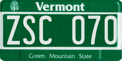 VT license plate ZSC070