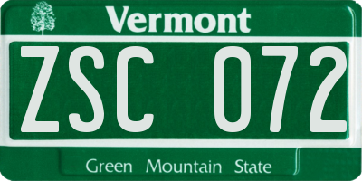 VT license plate ZSC072