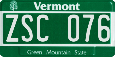 VT license plate ZSC076