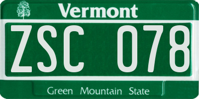 VT license plate ZSC078