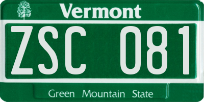 VT license plate ZSC081