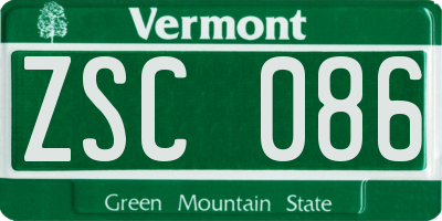 VT license plate ZSC086