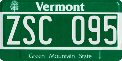 VT license plate ZSC095