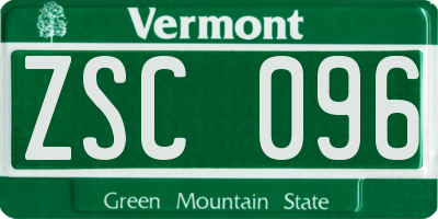 VT license plate ZSC096