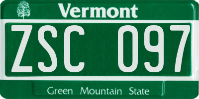 VT license plate ZSC097