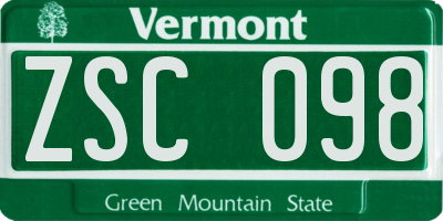 VT license plate ZSC098