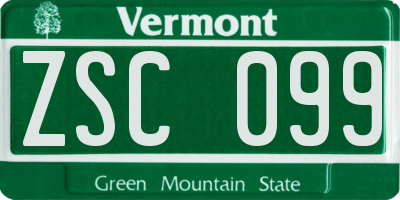 VT license plate ZSC099