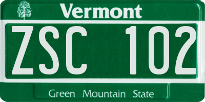 VT license plate ZSC102