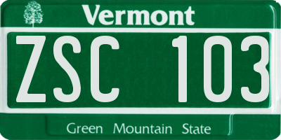 VT license plate ZSC103