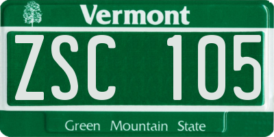 VT license plate ZSC105