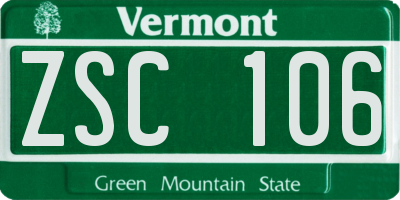 VT license plate ZSC106