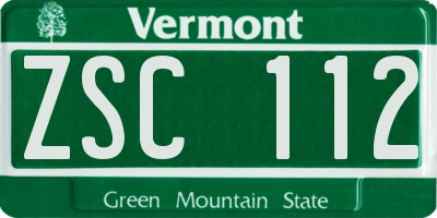 VT license plate ZSC112