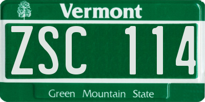 VT license plate ZSC114