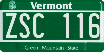 VT license plate ZSC116