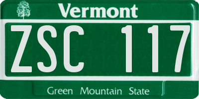 VT license plate ZSC117