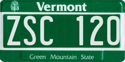 VT license plate ZSC120