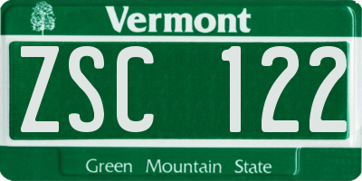 VT license plate ZSC122