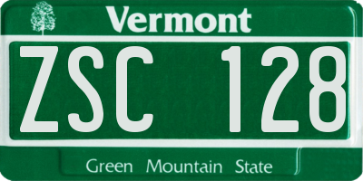 VT license plate ZSC128