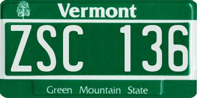 VT license plate ZSC136