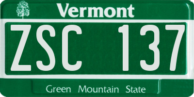 VT license plate ZSC137