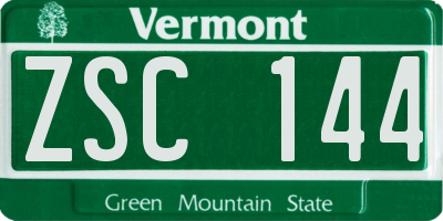 VT license plate ZSC144