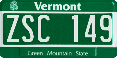 VT license plate ZSC149