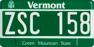 VT license plate ZSC158
