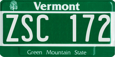 VT license plate ZSC172