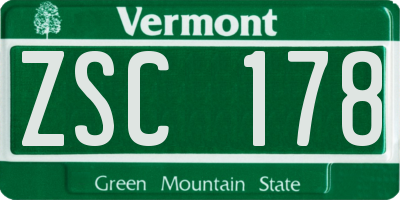 VT license plate ZSC178