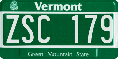 VT license plate ZSC179