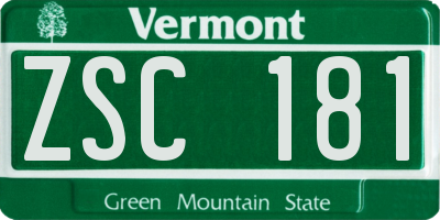 VT license plate ZSC181