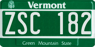 VT license plate ZSC182
