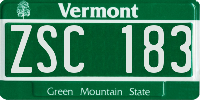 VT license plate ZSC183