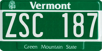 VT license plate ZSC187