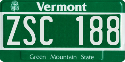 VT license plate ZSC188