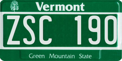VT license plate ZSC190