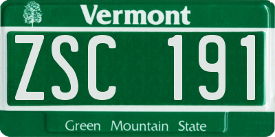 VT license plate ZSC191