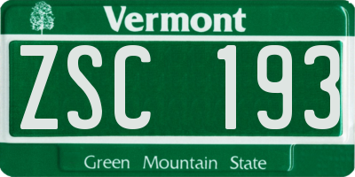 VT license plate ZSC193