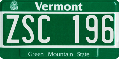 VT license plate ZSC196