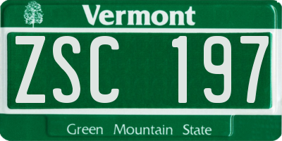 VT license plate ZSC197