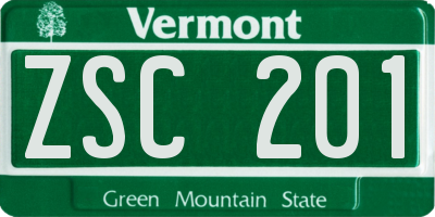 VT license plate ZSC201