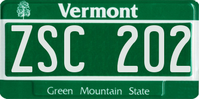 VT license plate ZSC202