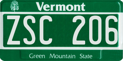VT license plate ZSC206