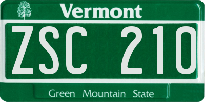VT license plate ZSC210